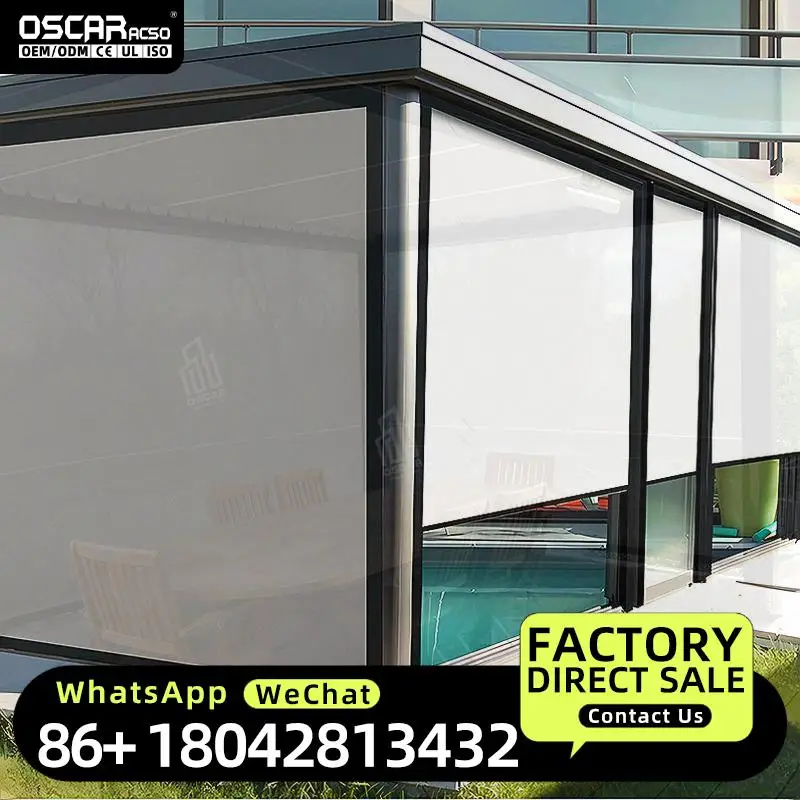 Motorized Windproof Ziptrack Exterior Anti Insect Screen Roller Shade Outdoor Blinds Free Shipping Low cost High Reorder Rate Fo