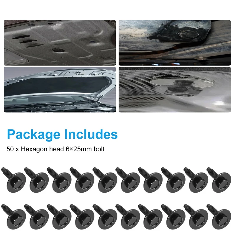 

50 шт. M6-1,0 болты корпуса с шестигранной головкой, бампер, крыло, брызговик под крышкой, болт m6, шестигранные болты, болт 10 мм, шайба 20 мм