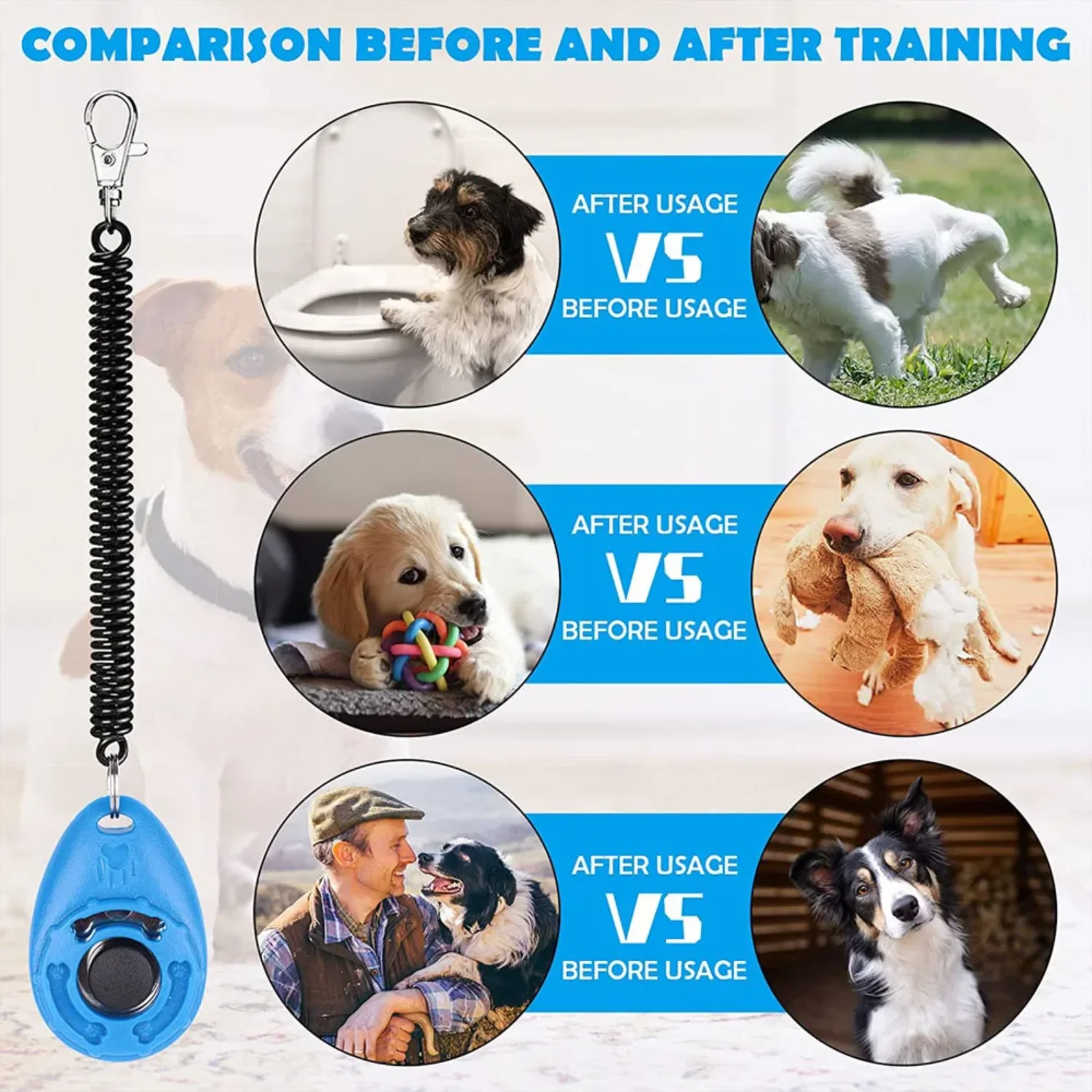 2/Pack Dog Training Clicker with Adjustable Wrist Strap Durable Lightweight Easy To Use  Cats Puppy Birds Horses Pet backpack