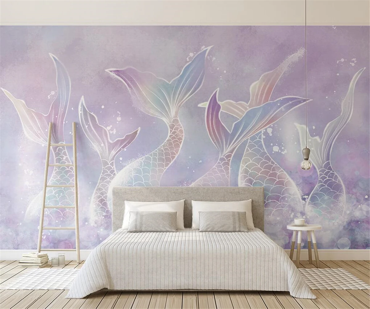 

Custom wallpaper 3d photo mural modern creative hand drawn colorful fish Nordic sofa background wall papers home decor