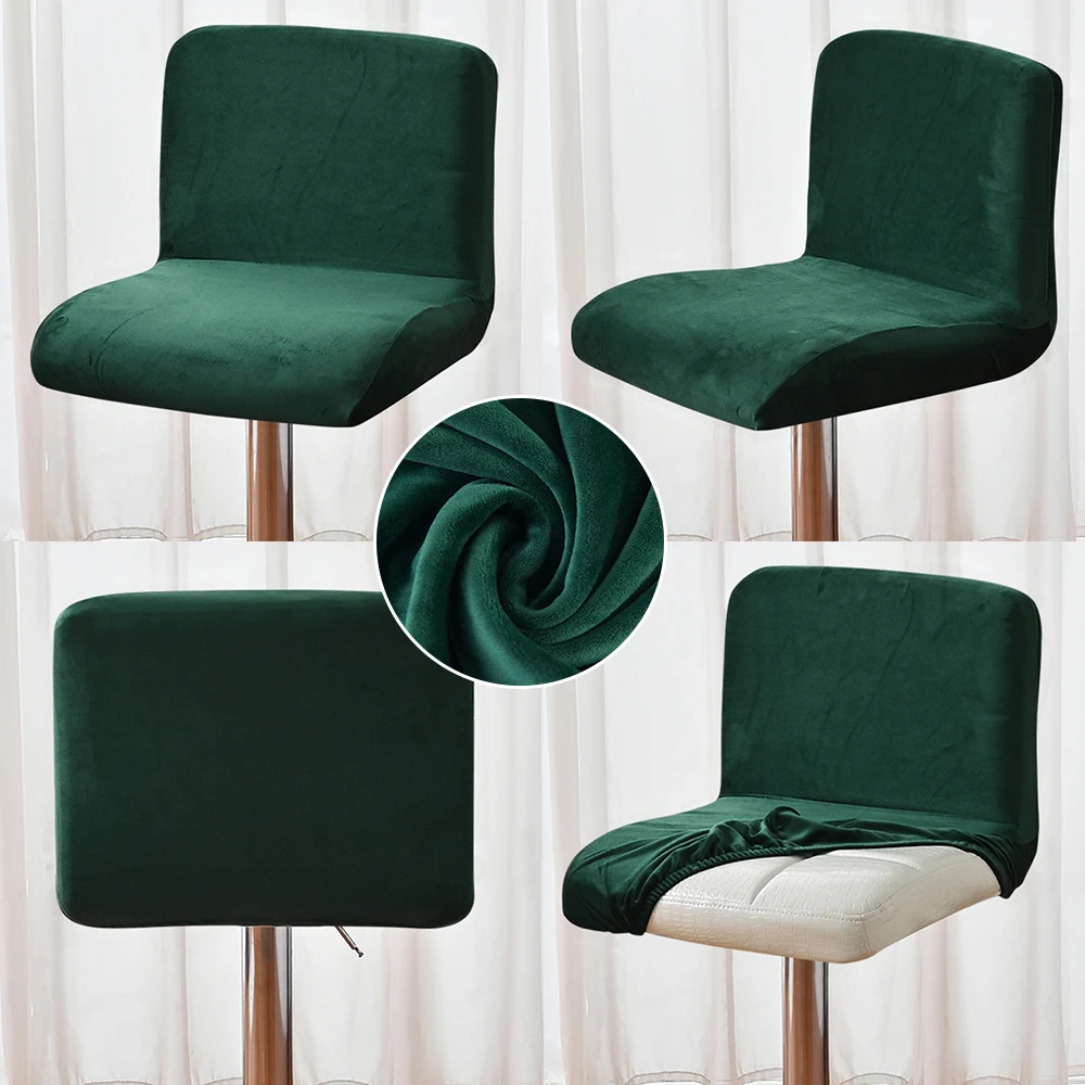 Super Velvet Short Back Chair Cover Stretch Bar Stool Chair Cover for Dining Room Hotel Banquet Club Home Decor Chair Slipcovers