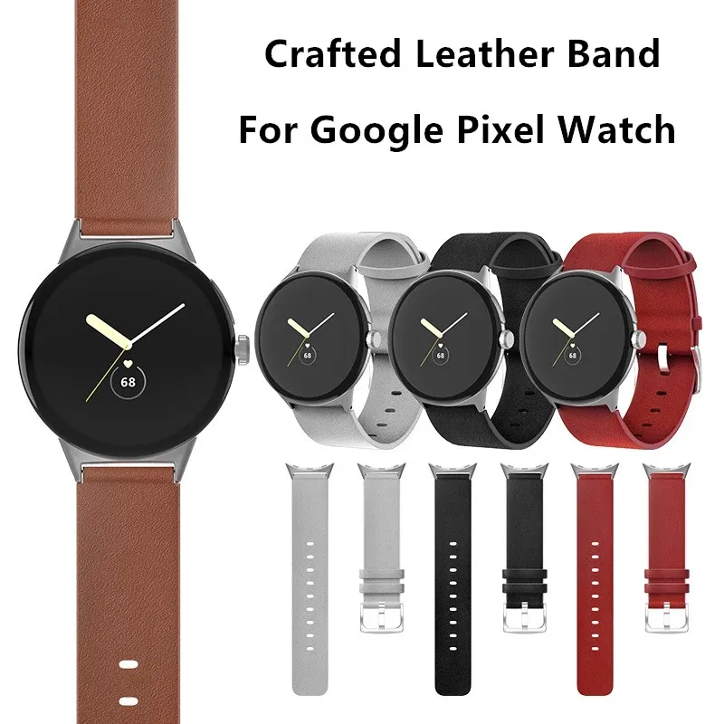 Leather Crafted Strap for Google Pixel Watch Band Pixel Watch Bracelet Replacement Links Bands Active Smartwatch Belt Wristbands