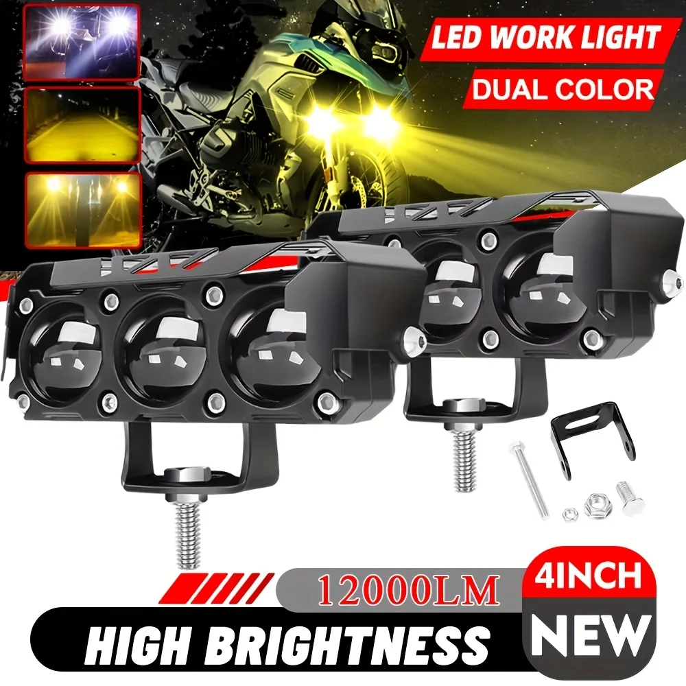 4 Zoll Weiß-Gelbe Zweifarbige Zusatz-Nebelscheinwerfer Fern-/Abblendlicht Offroad LED-Scheinwerfer für Auto LKW SUV 12V Zubehör – Detail 1