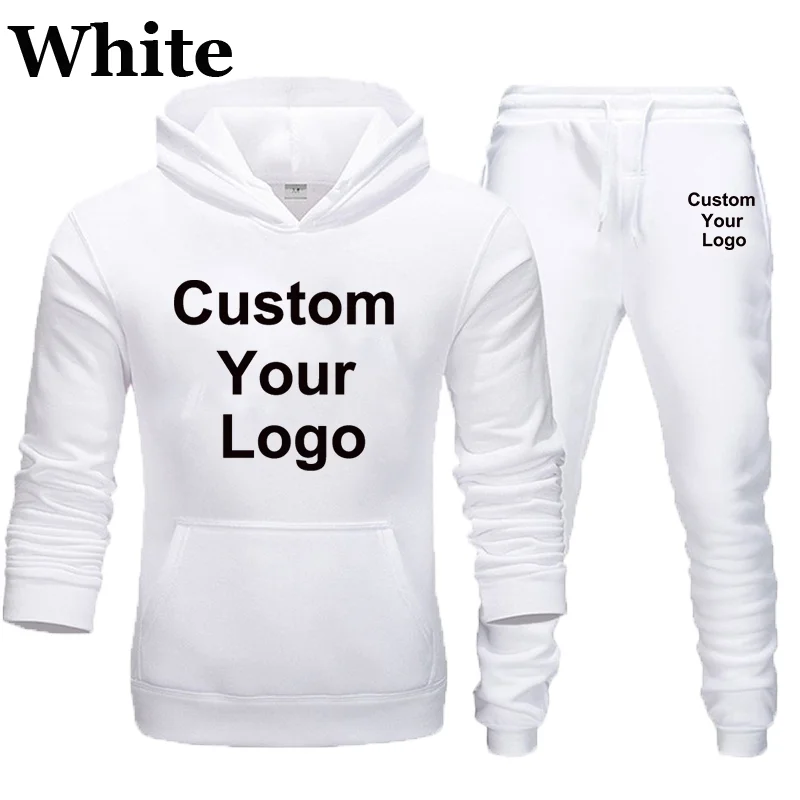 Custom Uw Logo Truien Broek 2 Stks/sets Sweatshirt Joggingbroek Mannelijke Sportscholen Fitness Tops Broek Joggers Sportkleding Trainingspakken