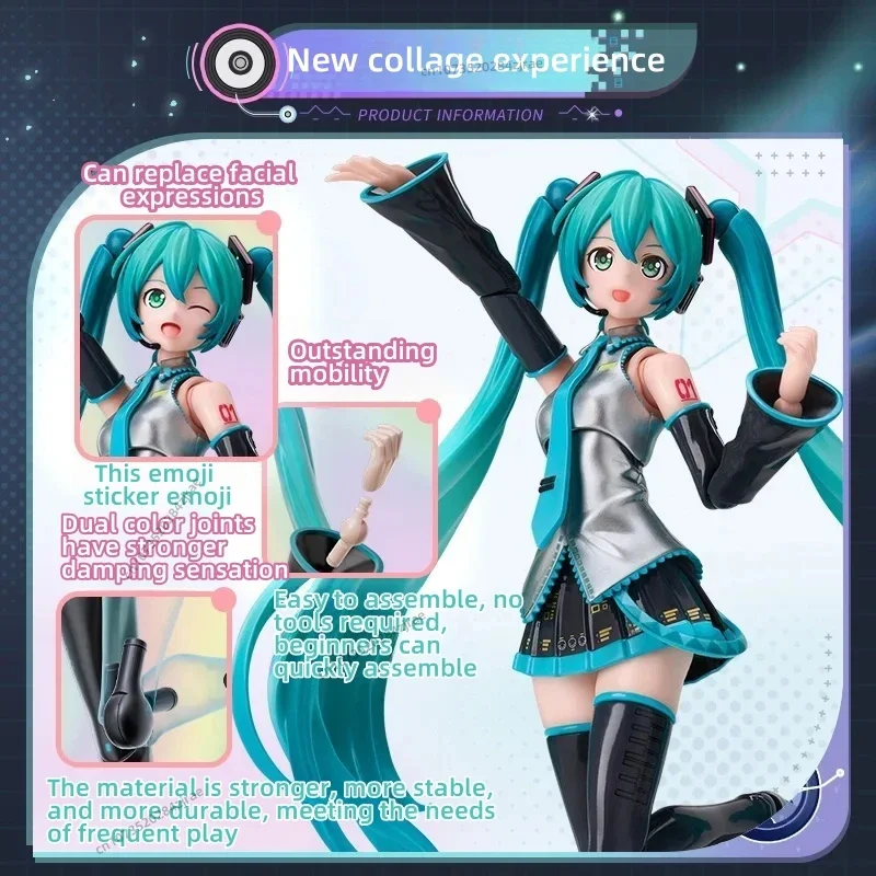 BLOKEES Hatsune Miku Blok Bangunan 15CM Edisi Ajaib Perakitan Model Gitar Piano Elektronik Boneka Aksi Hadiah Mainan Anime
