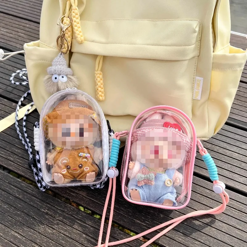 For Labubu Protect Case Labubu Sitting Party Cotton Doll Shoulder Pain Bag PVC Storage Bag Labubu Walk Bag Dustproof