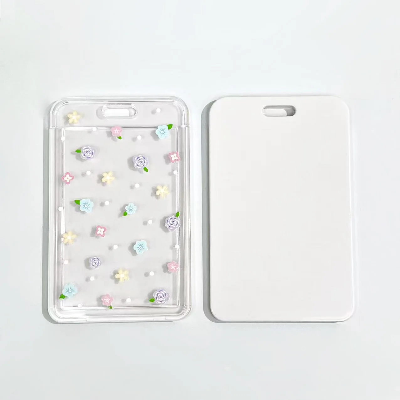 Id Badge Protector Sturdy Card Protector Case Sliding Card Case Transparent Cute Card Holder For Student Campus Office Workers