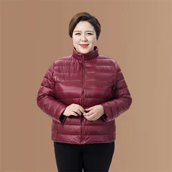 2023 Autumn Winter Women Short Down Coat Big Size M-8XL Lady Stand Collor Light Thin 90% White Duck Down Jacket For Mother 2344