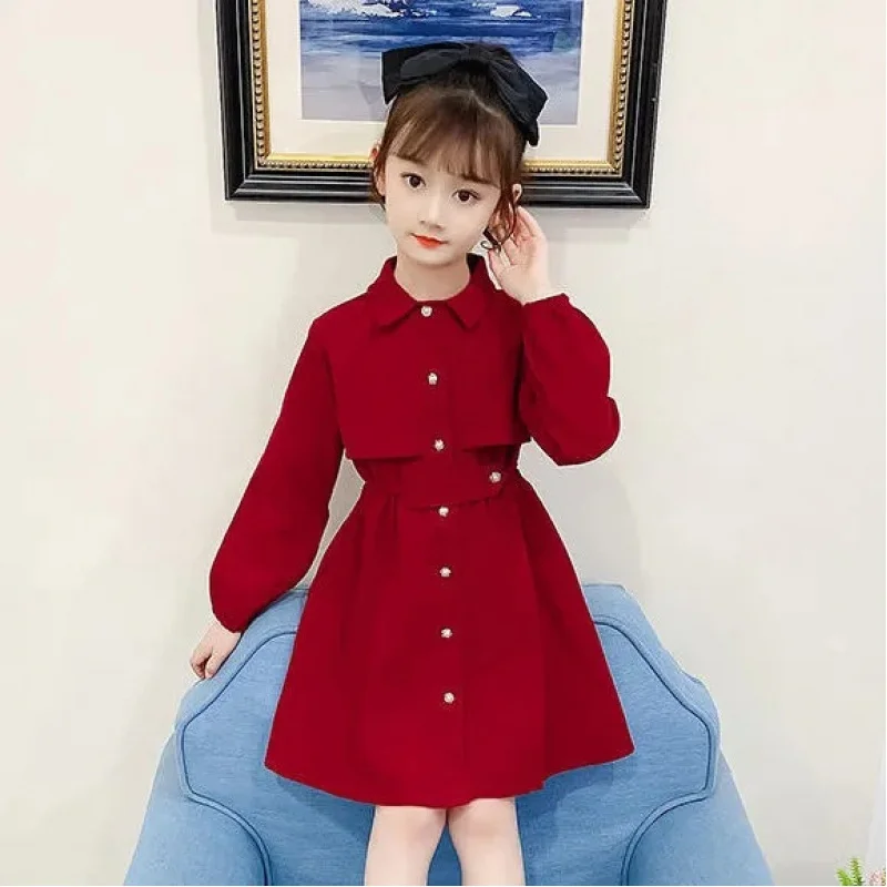 

Girls' Dress Spring New Fashionable Retro Children's Wear Little Girl Princess Dress Spring and Autumn Dress
