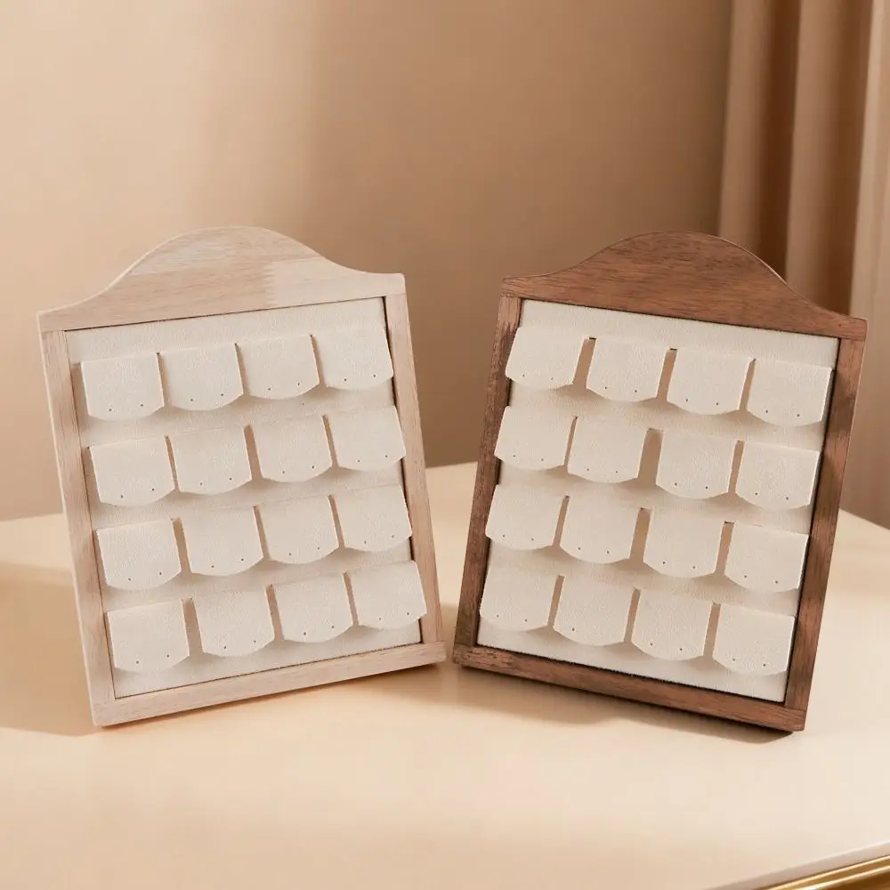 Solid Wood Jewelry Display Stand Velvet Inserts Vertical Earring Display Organizer Multi-Layer Multi-Compartments Jewelry Tray
