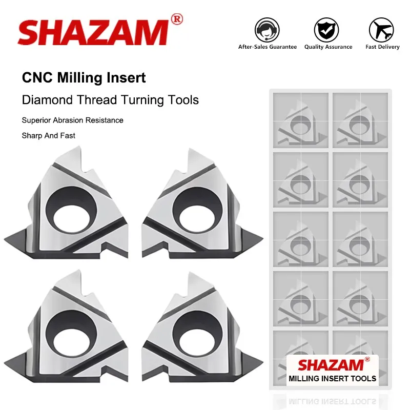 

SHAZAM 16ER/16IR/AG60/AG55 PCD Internal/External Diamonds Threaded Milling Insert For Aluminum Copper Parts CNC Turning Tool