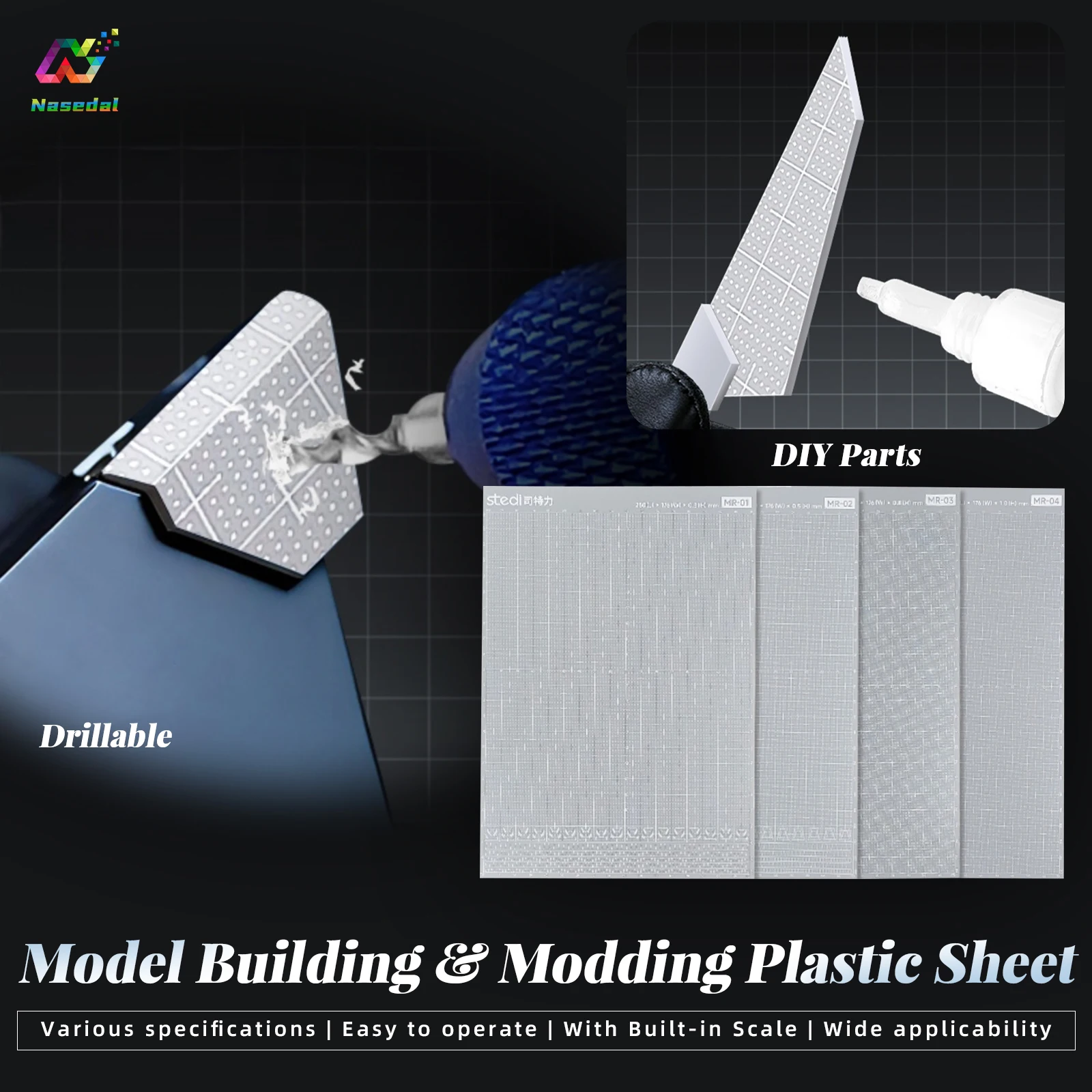 

Stedi Flexible PVC Sheet Board Hobby Tool 0.3mm/0.5mm/0.8mm/1.0mm Thick for Gundam Model Customization Scratch Build DIY Parts