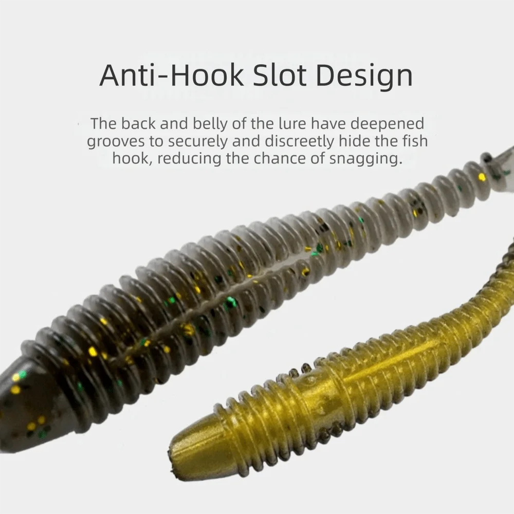 20PCS Soft Micro Soft Fishing Lures 5.5cm Worm Shape Artificial Bait T-tail Design Fishing Tackle Pike Fishing