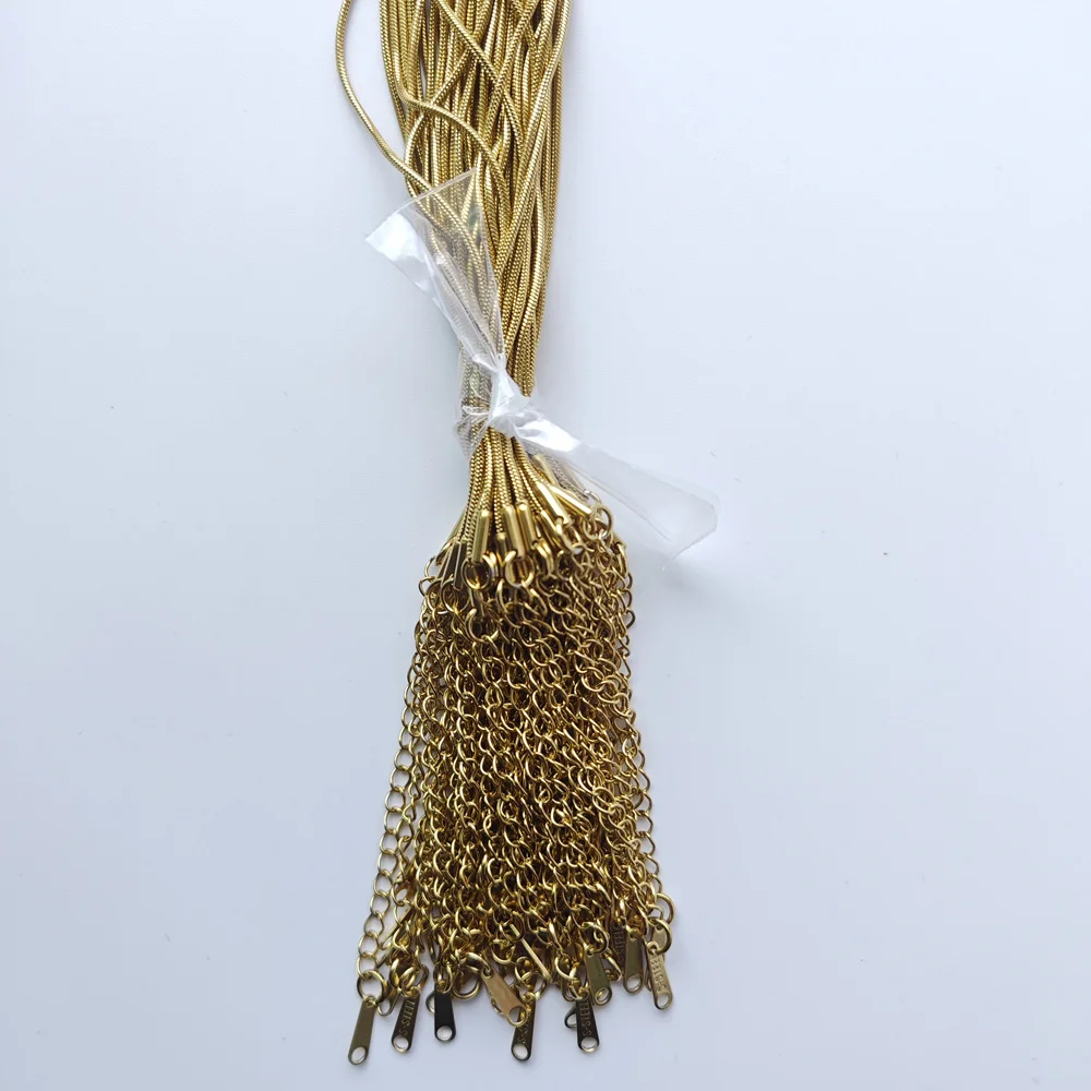 الجملة 25 قطعة جيدة 0.9 مللي متر 1.2 مللي متر الفولاذ المقاوم للصدأ ثعبان سلسلة القلائد 40 45 سنتيمتر + 5 سنتيمتر مشبك قفل DIY بها بنفسك مجوهرات اكسسوارات صنع #5