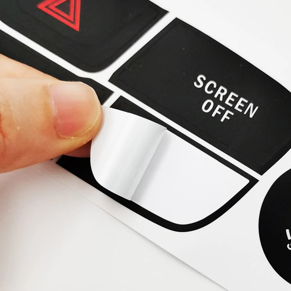 Automotive Interior Sticker Control Panel Overlay Black AC Button Decal Reduced Light Penetration Edge-to-edge Fit