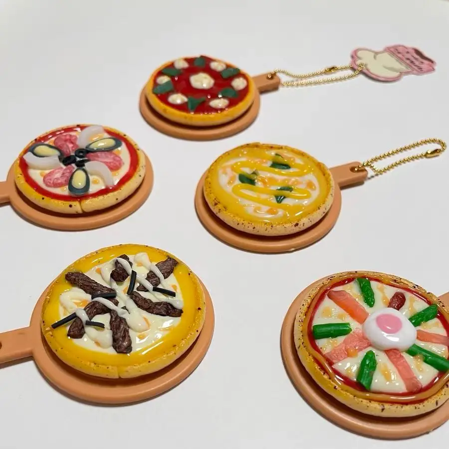 

Capsule Toy Kids Creative Toy Pizza Keychain Miniature Simulation Food Bag Accessories