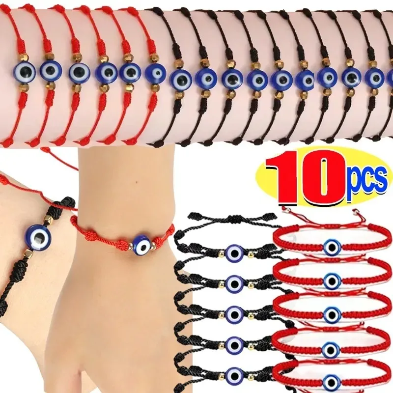 1-10pcs Lucky Red String Bracelet for Couple Good Luck Amulet for Success Rope Evil Eyes Braided Wristband Handmade Jewelry Gift