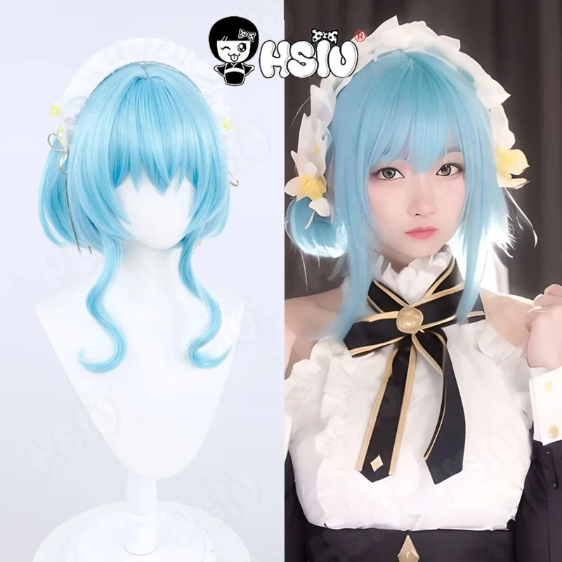 Villhaze Cosplay Wig Anime Hikikomari The Vampire Cosplay Wig HSIU 40Cm light blue short hair Synthetic Wig Wig Cap