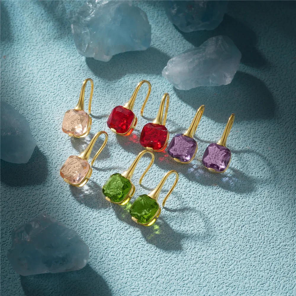 CANNER New S925 Sterling Silver luxury Colorful Zircon Piercing Hook Earrings for Women Wedding Jewelry Gift Brincos Pendientes