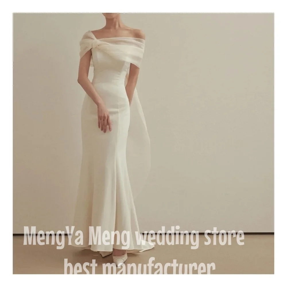 فساتين زفاف ZHUISHU بدون أكتاف كورية عاجية حورية البحر فساتين زفاف من الساتان بأكمام قصيرة مخصصة فساتين العروس الجميلة مقاس كبير