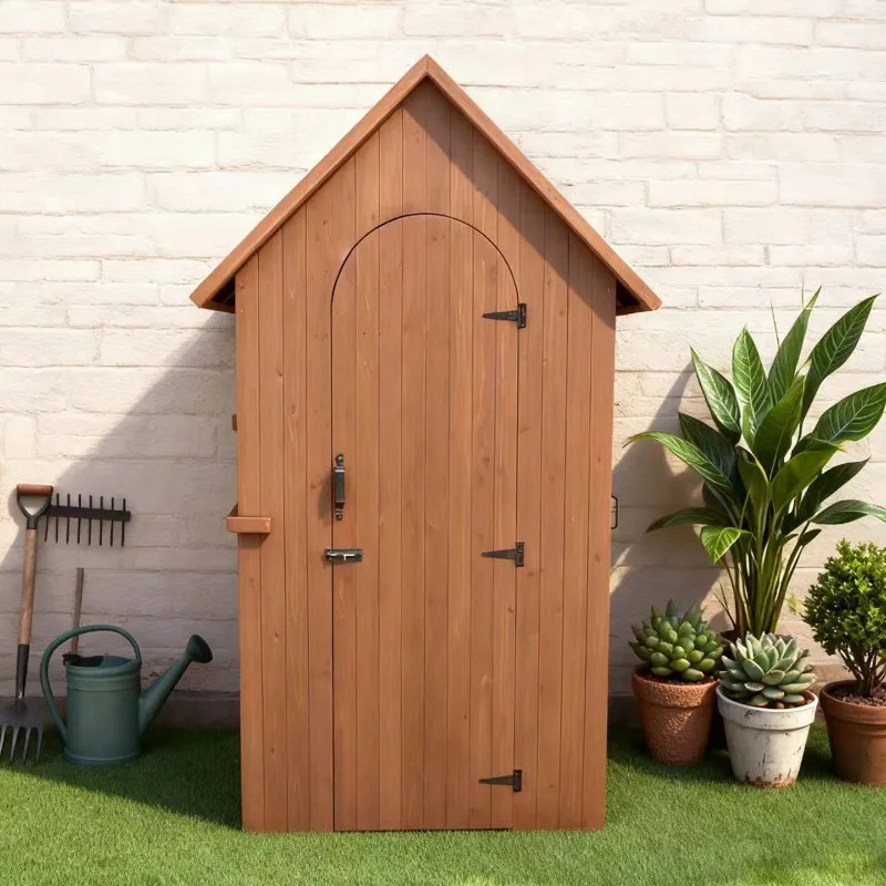 Outdoor solid wood storage cabinet storage and finishing, enlarged and thickened tools and sundries, old money wind pastoral rai