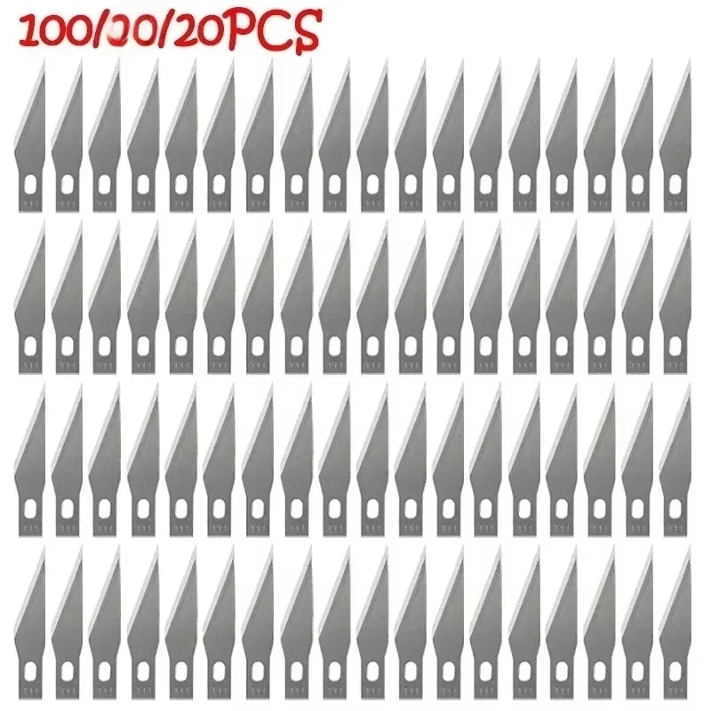 Engraving Knife Blades Metal Scalpel Knife 100/20Pcs Wood Carving Knife Blade Replacement Surgical Sculpture Cutting Tools