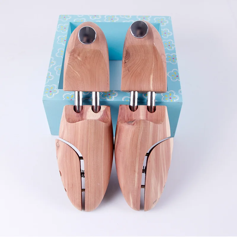 Wood Shoe Support single-tube Spring Adjustable Natural Fragrant Wood Shoe Last Silver Double Size