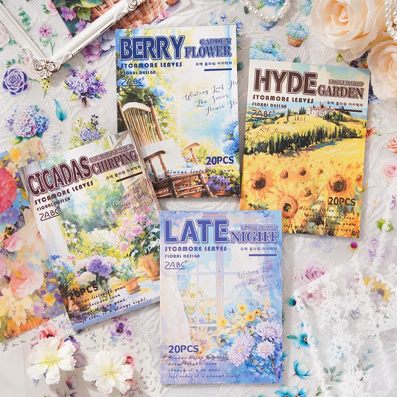 20 قطعة/1 مجموعة Kawaii القرطاسية ملصقات Wuye زهرة العمارة غير المرغوب فيه المجلات الزخرفية سكرابوكينغ لملصقات سجل القصاصات