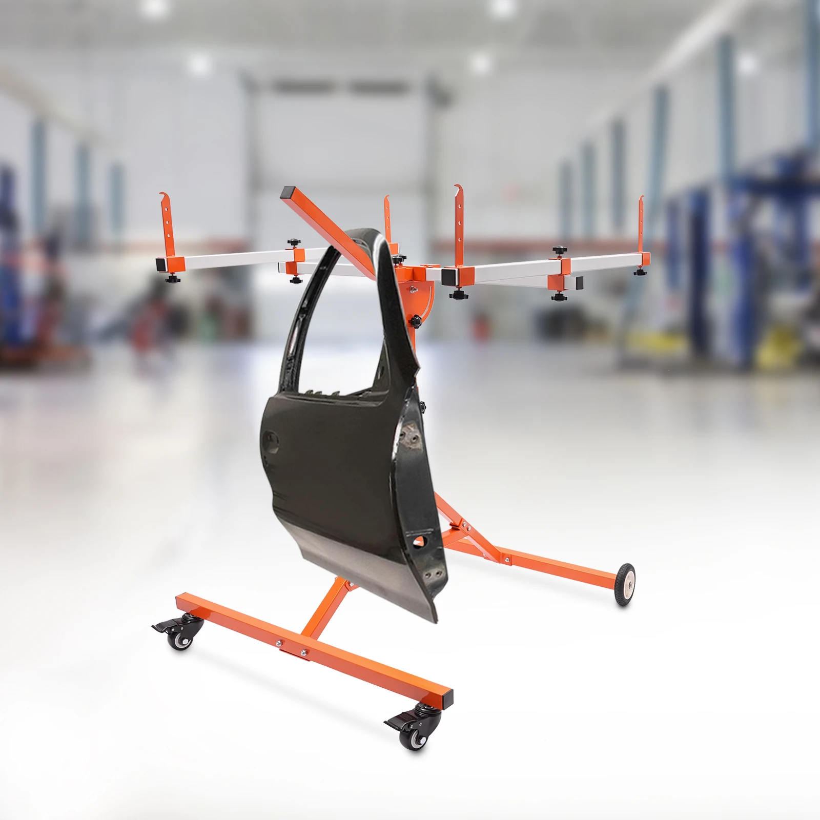 Universal Rotation Spray Paint Panel Stand，180° Rotating Bumper Paint Stand, W/ 4 Wheels for Hoods & Bumpers, Up To 240LBS