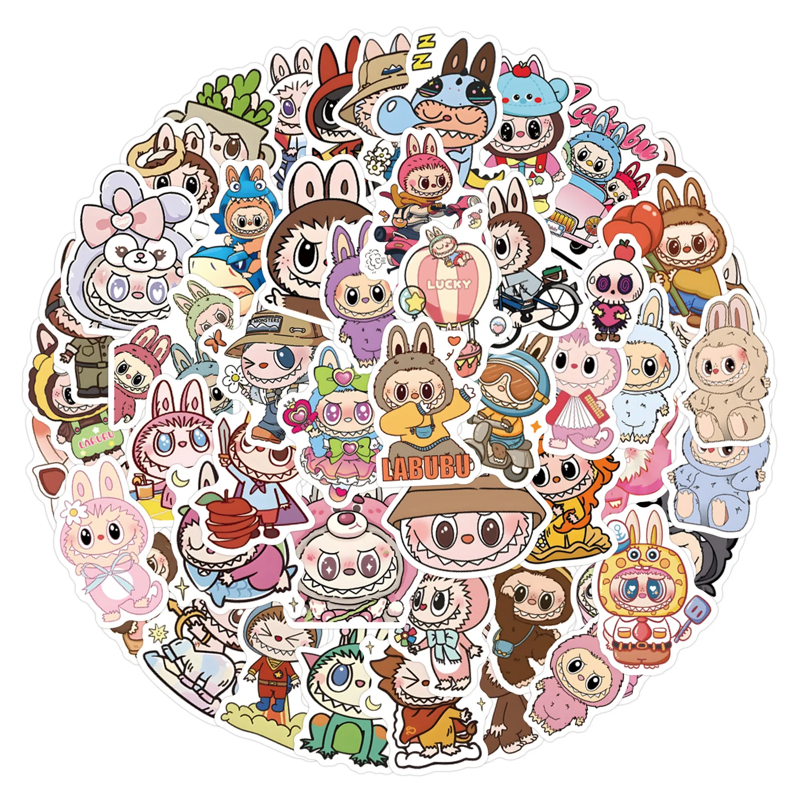 

10/50/110PCS Labubu Sticker Cute Cartoon Graffiti Decoration Skateboard Guitar Laptop Luggage Phone Case Waterproof Decals Toys