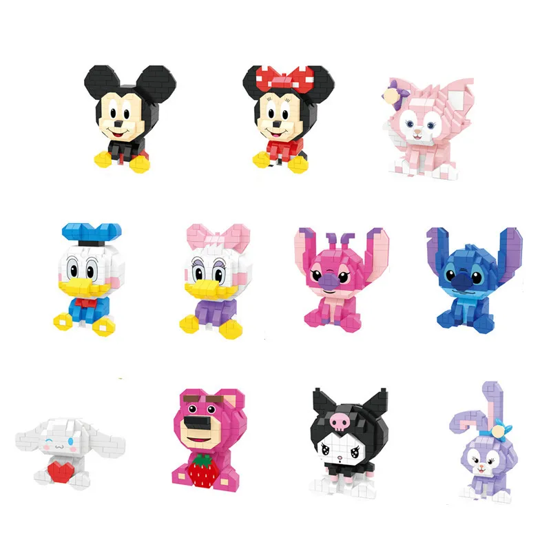 Cartoon Educational Building Blocks Soul Donald Duck Mickey Mouse Assembly Series Building Blocks Movable Dolls Children's Toys