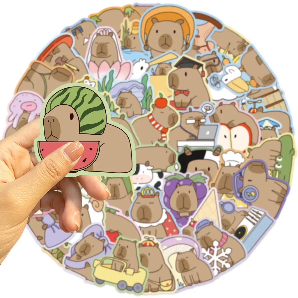 50 Stück Cartoon-Original-Capybara-Graffiti-Aufkleber, wasserfest, DIY-Aufkleber für Gitarre, Dekoration, Notizbücher, RecordingYourLife Store