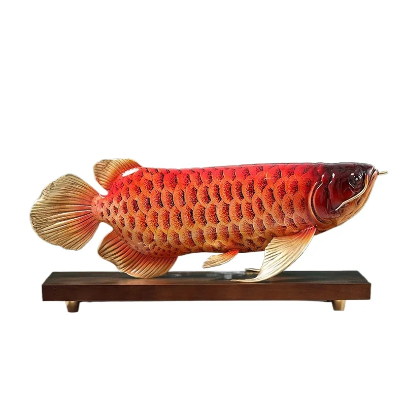 

Large lacquer all-copper arowana ornament living room office desktop decoration housewarming opening gift