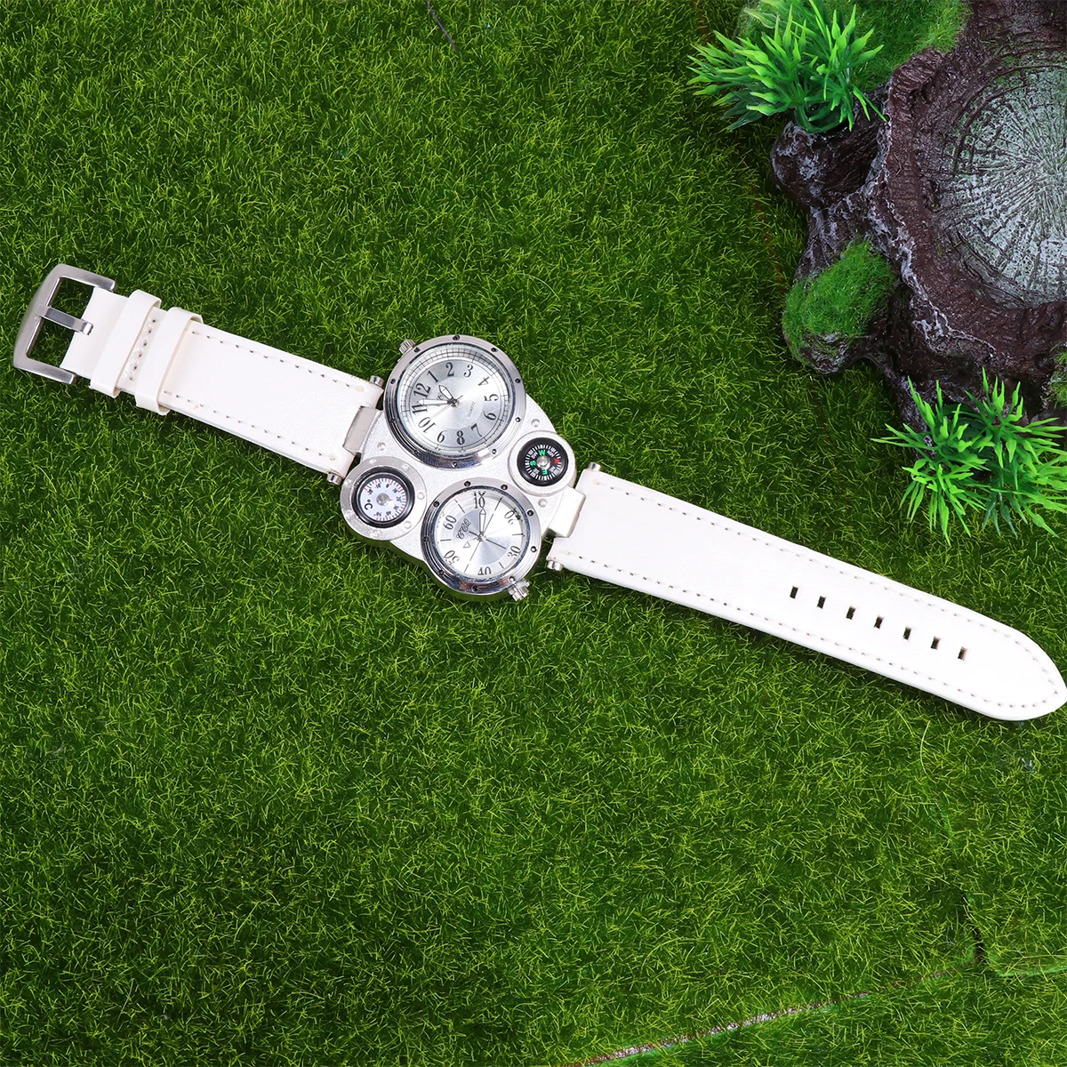 

Temperature Compass Watch Black Strap Men'S Quartz Dual Outdoor Sports Multi Display Durable Travel