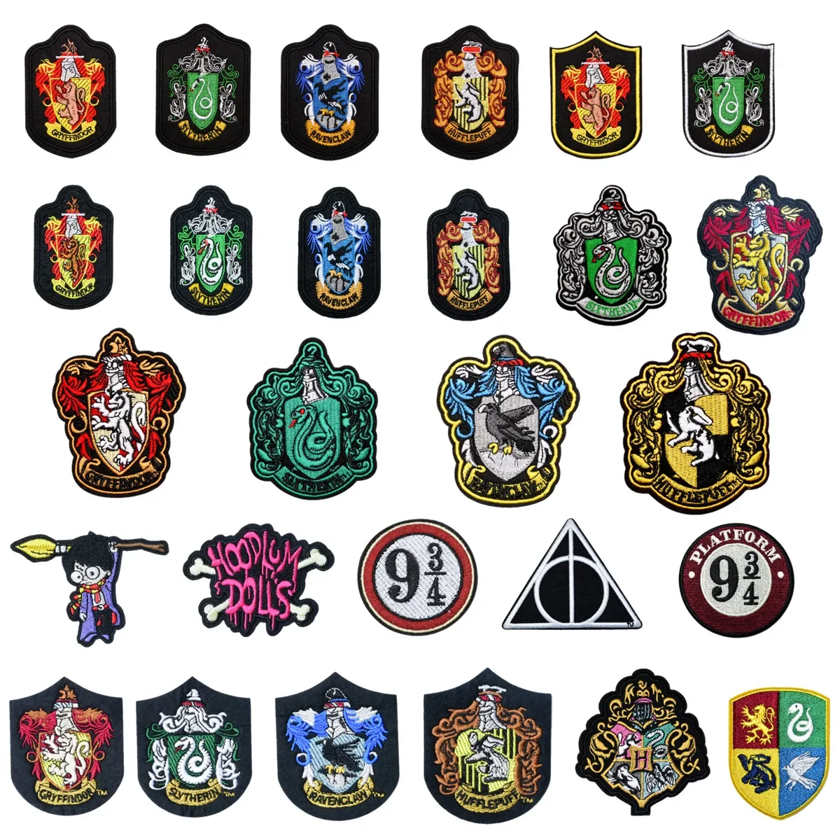 Harries Cloth Stickers Gryffindor Badge Toy Figures DIY Slytherin Ravenclaw Hogwarts Armband Potters Embroidery Cloth Stickers