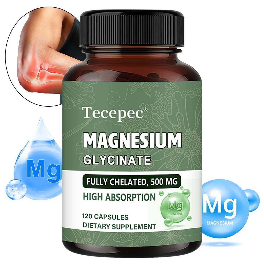 Magnesium Glycinate Capsules - Calms, Relieves Stress, Supports Sleep, Improves Memory Concentration and Bone Health