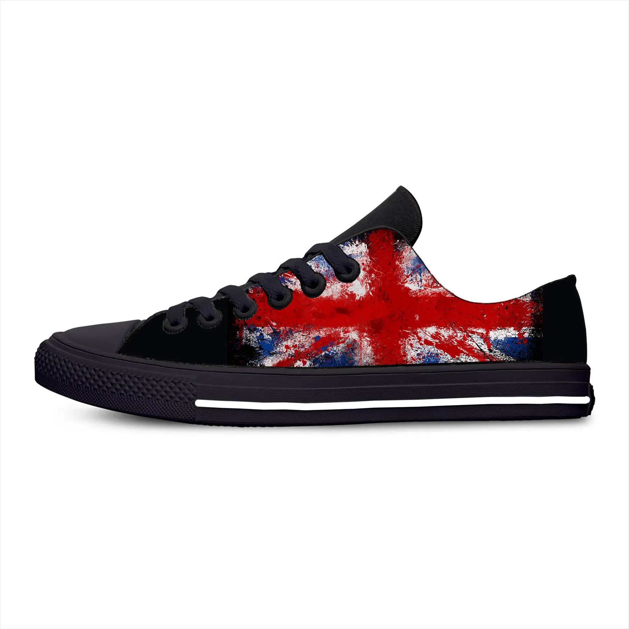 Britain British Uk Flag Union Jack United Kingdom Casual Stoffen Schoenen Lage Top Lichtgewicht Ademende 3d Print Dames Sneakers