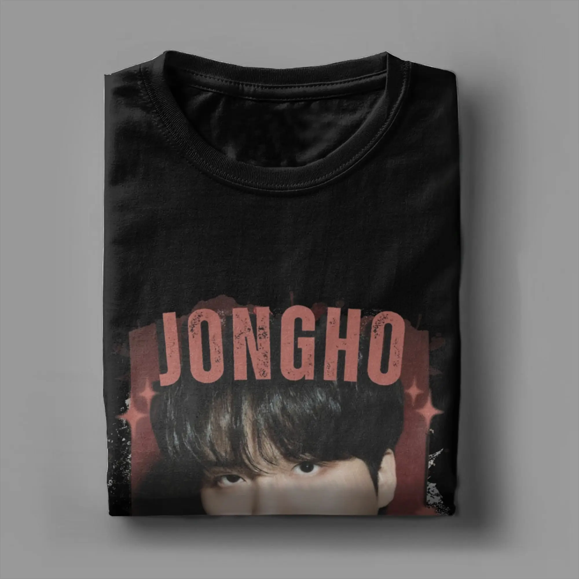 Kpop Boy Group A-Ateez Jongho T-Shirt for Men  Novelty Pure Cotton Tee Shirt Crew Neck Short Sleeve T Shirt Graphic Clothing