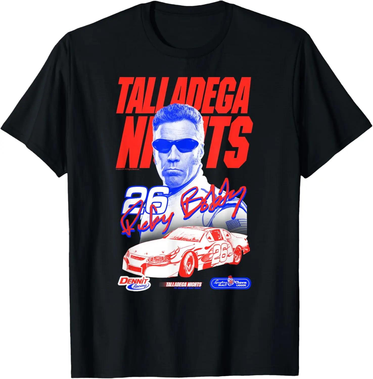 Ricky Bobby 26 Signature Funny Movie T-Shirt 100% Cotton Trendy Y2K Short-Sleeve Tee – Soft, Quick-Drying,  Wrinkle Resistant Light Cotton Graphic Tshirt Soft Stretchy Casual Summer Short Sleeve