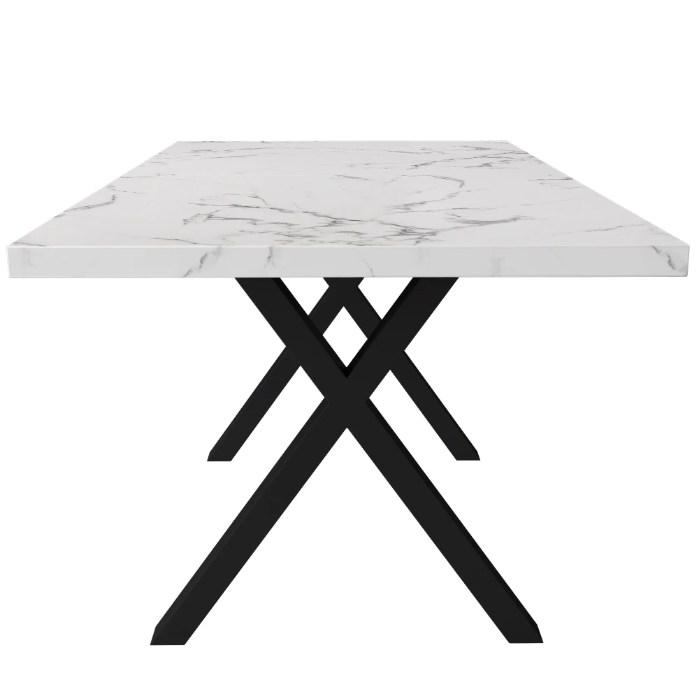 Esstisch, gekreuztes Design, rechteckiger Esstisch, Couchtisch, moderner, einfacher Esstisch aus Schmiedeeisen, 140 x 80 x 76 cm – Detail 27