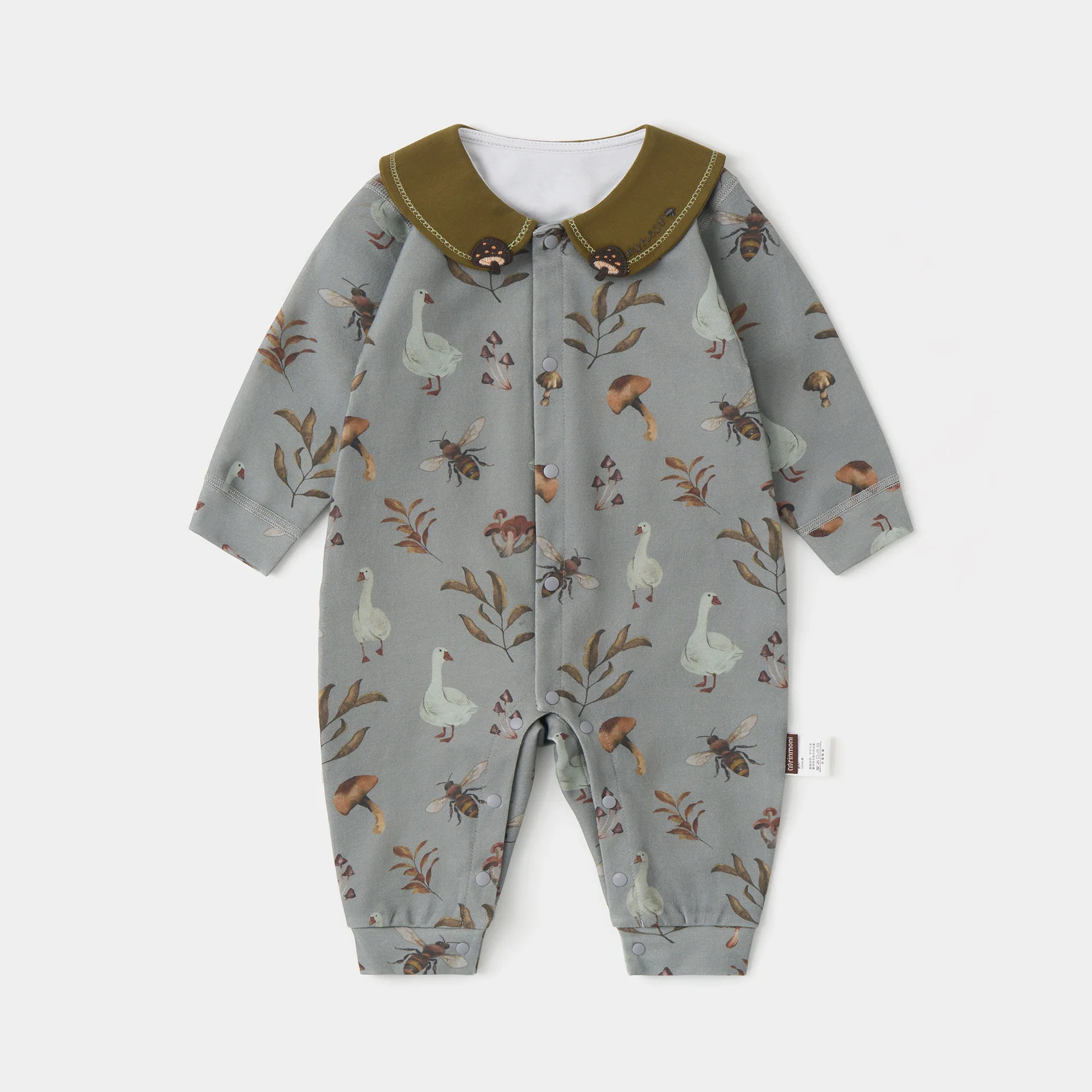 Spring and Autumn Baby Clothing Animal Pattern Printed Baby Girl jumpsuit 0-18 Months Baby Collar Long Sleeve jumpsuit