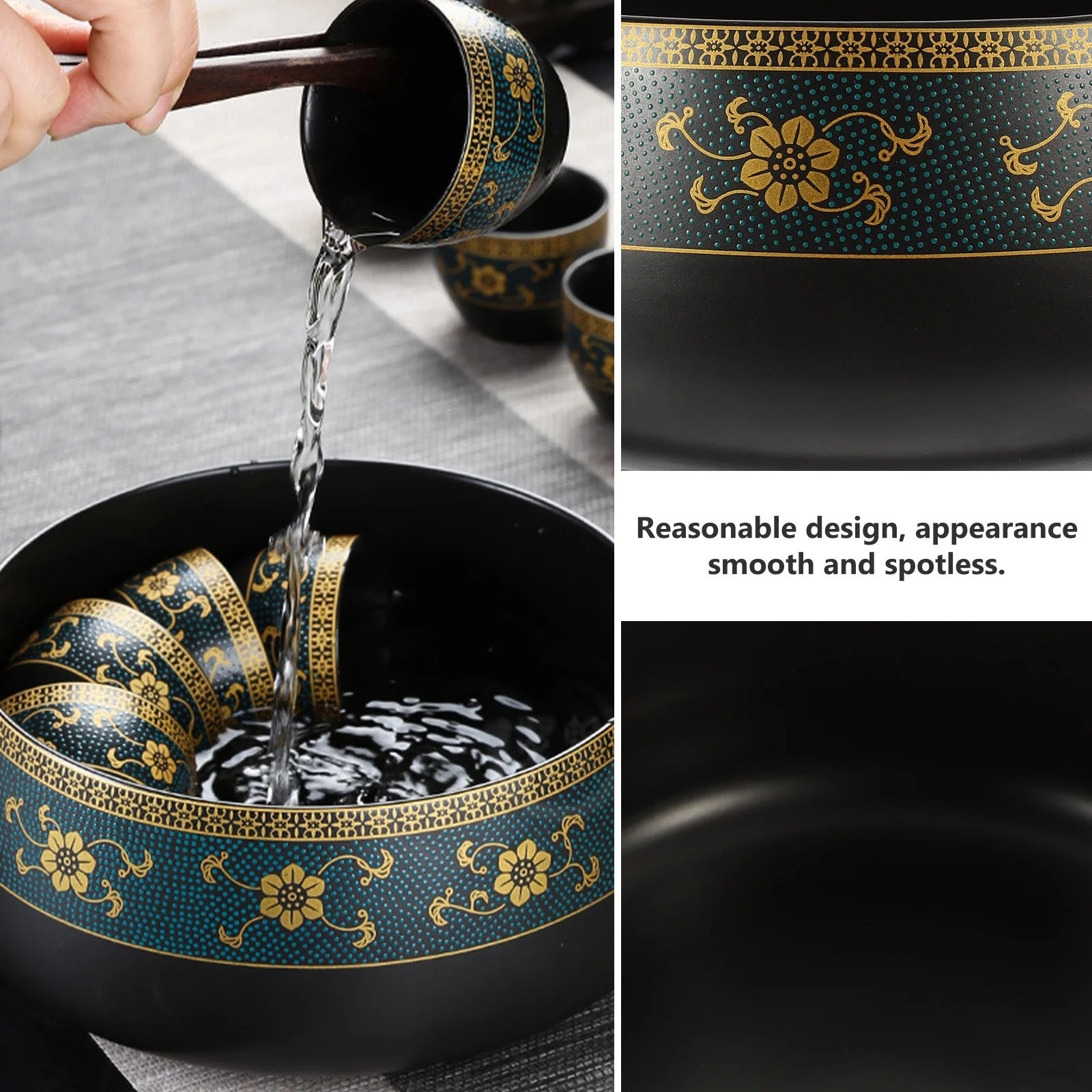 

1Pcs Tea Wash Bowl Ceramic 1200Ml Handmade Smooth Glaze Decorative Storage Bowl Kung Fu Tea Accessory Dishwasher Safe