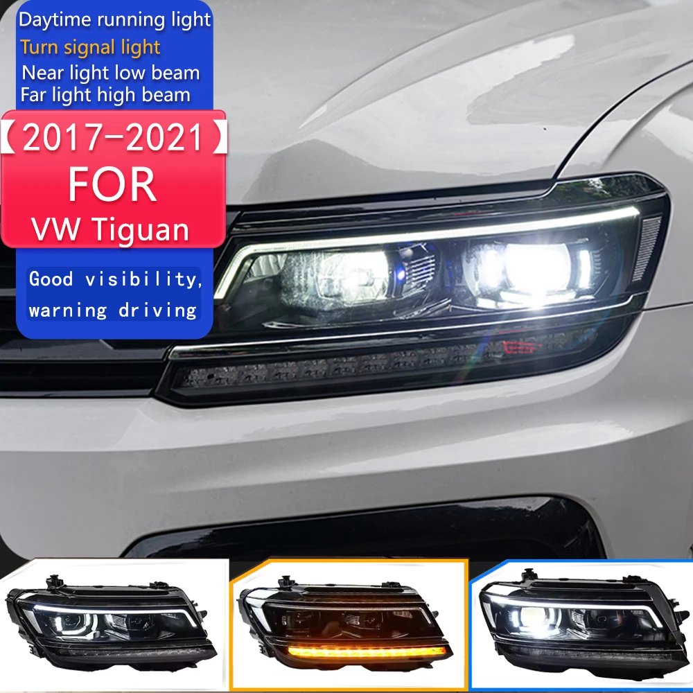 

Стайлинг автомобиля для VW Tiguan, фары 2017, 2018-2021 Tiguan, светодиодные фары DRL, скрытая фара, ангельские глазки, биксеноновые аксессуары
