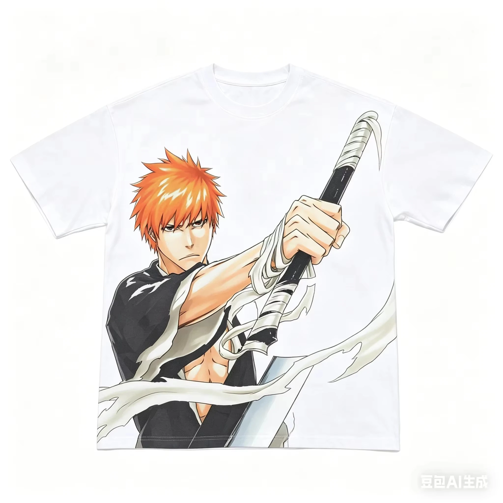 BLEACH Ichigo Kurosaki Anime T-shirt Men Women Vintage Oversized Streetwear Harajuku T-shirt Oversized Unisex Breathable Couples