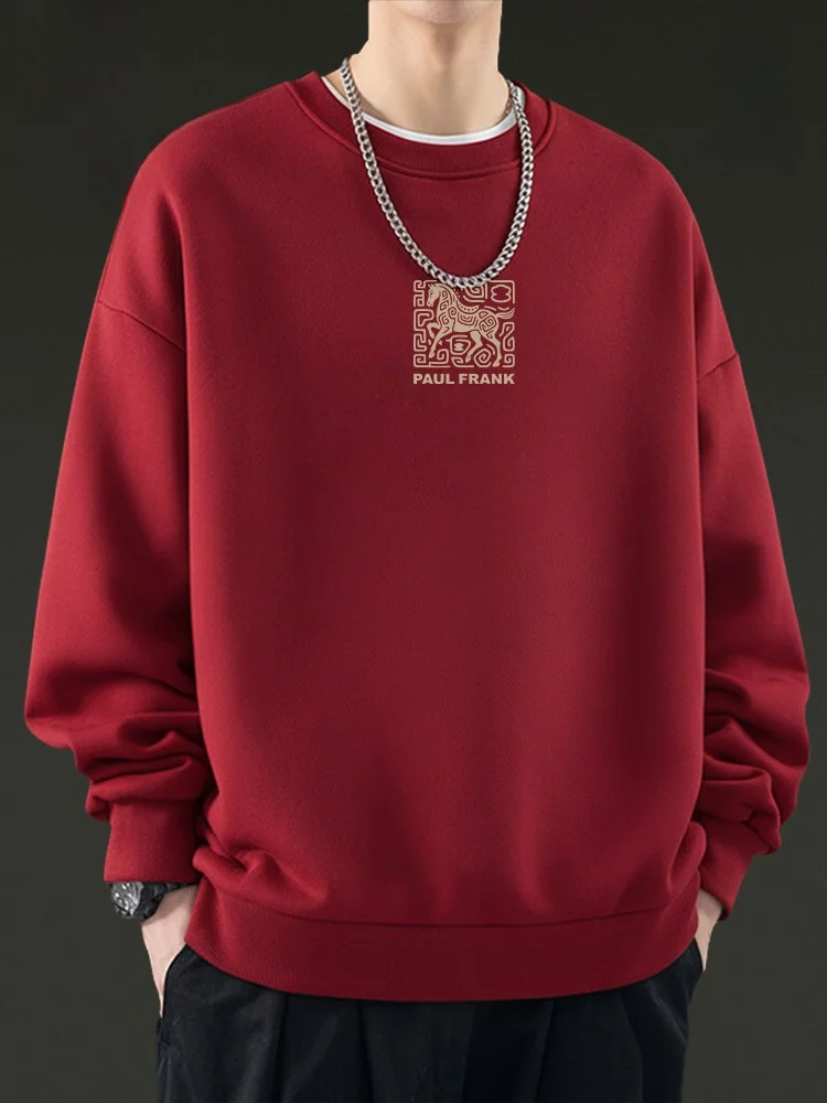 

Men's round Ne Fce Lined Thiened Sweatirt Warm Casual Long Sve T-irt for Autumn Winter Spring