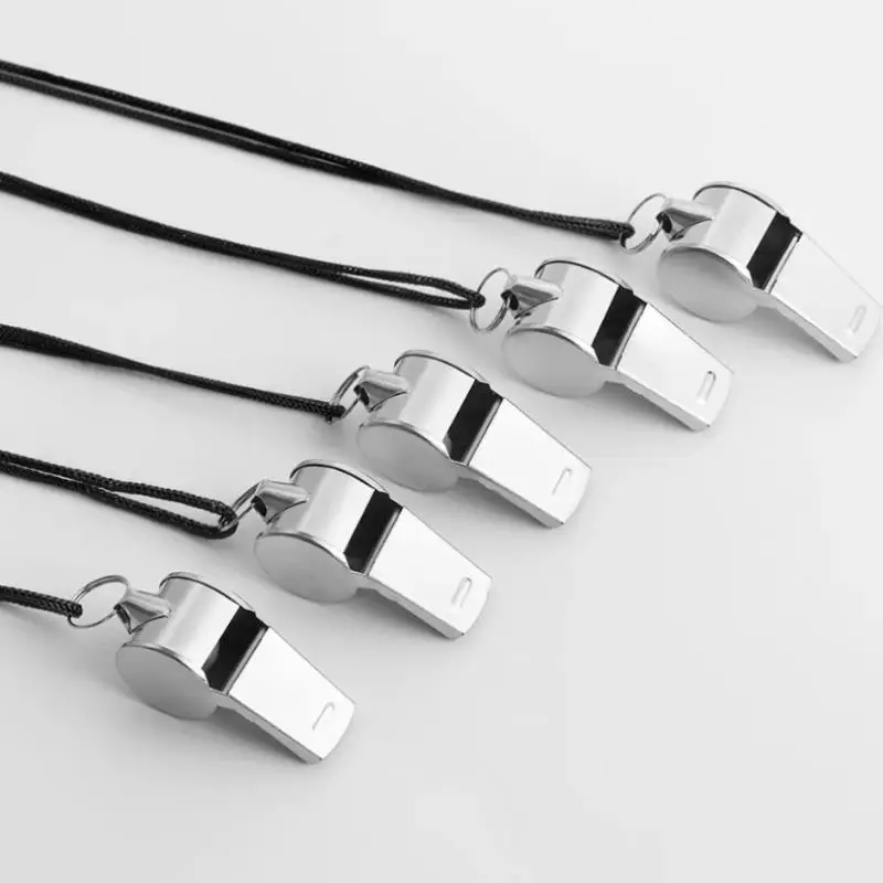 1/3/5pcs Team Sport Loud Metal Whistle With Rope Strong Stainless Steel Whistles Professional Portable Referee Whistles Training