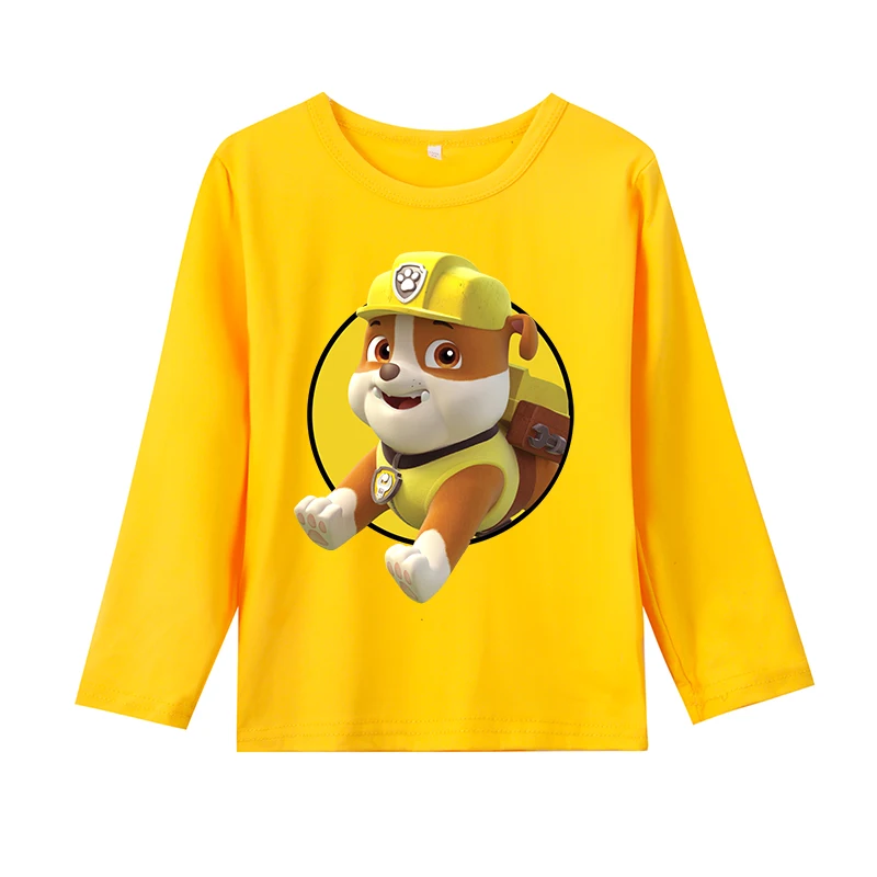 Paw Patrol Long-sleeved T-shirt for Boys Girls Anime Cartoon Cute T-shirts Children Autumn Winter Fashion Lining Kids Clothes view 5