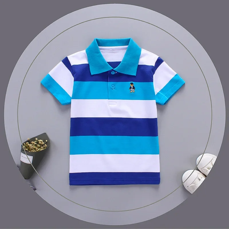 

Jargazol Boys Shirts Color Stripes Short Sleeve Summer Top Polo Shirt 2T-7T Kids Clothes Cotton Camiseta Toddler Boy Sport Tees