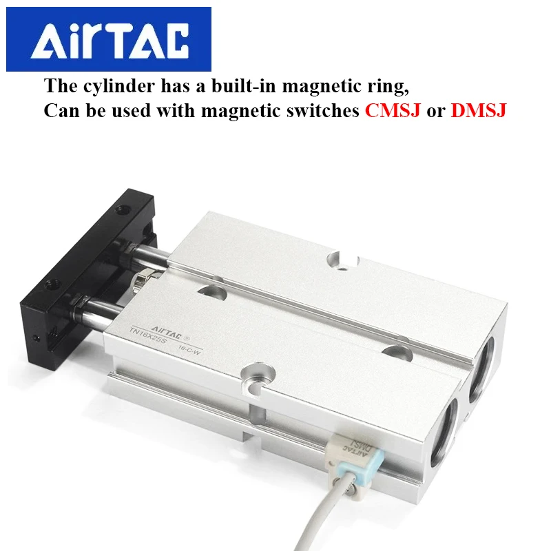 AirTAC TN Twin Dual Rod Air Pneumatic Cylinder Actuators Double Actiing Guided Pistons Cylinders Parts 10/16/20/25/32 Bore