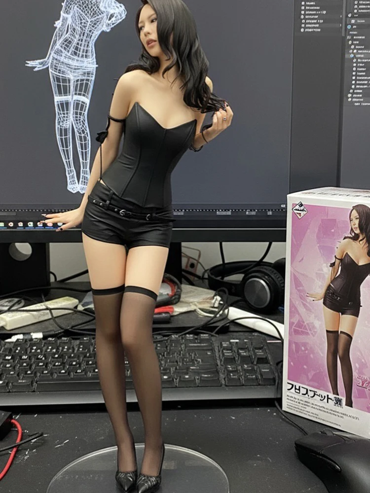 

Nibber кокетка из искусственной кожи, комплект из 2 предметов, женский сексуальный лоскутный жилет без рукавов + шорты с высокой талией, уличная облегающая клубная одежда